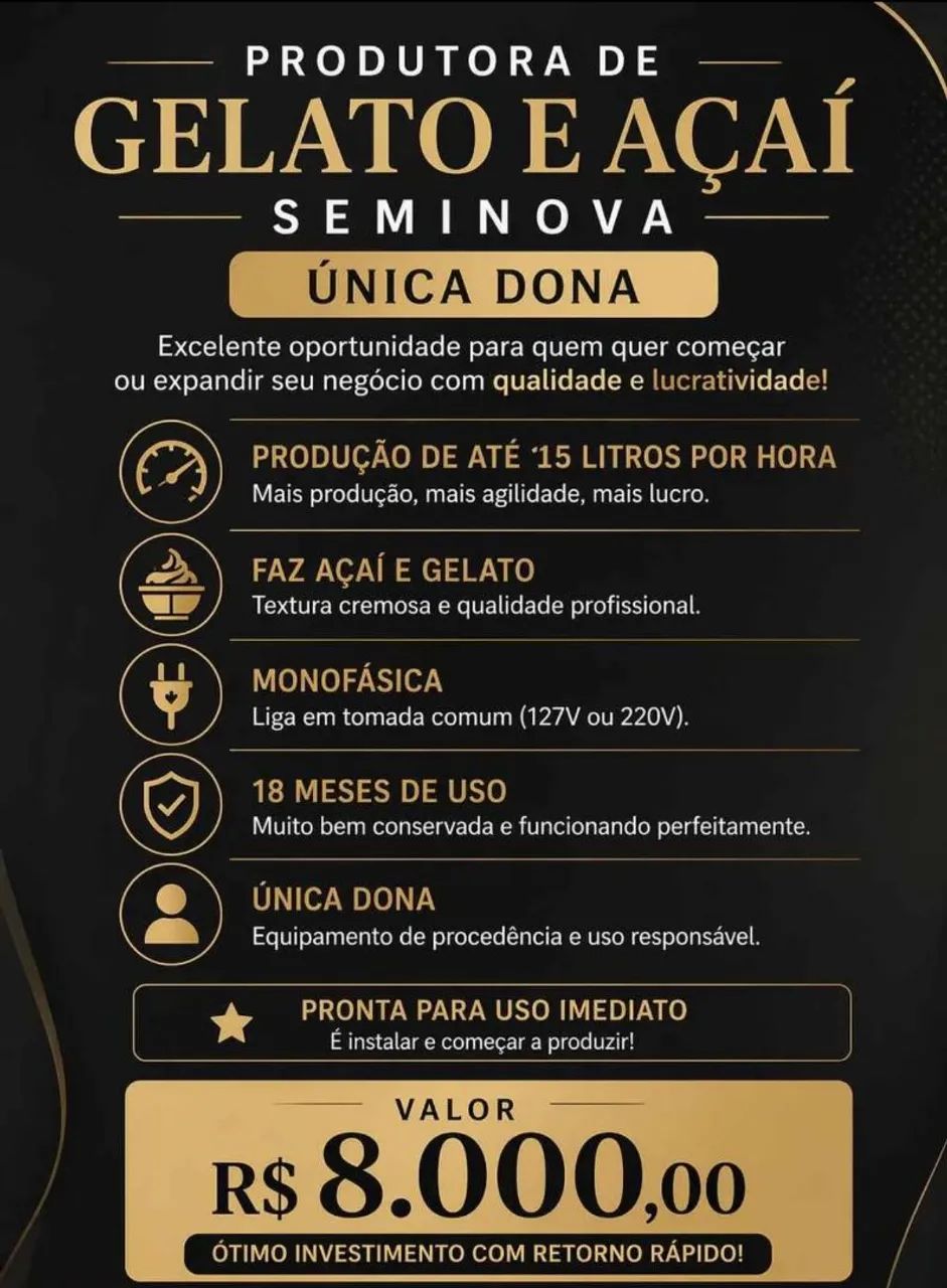 Produtora de Gelato e Açaí