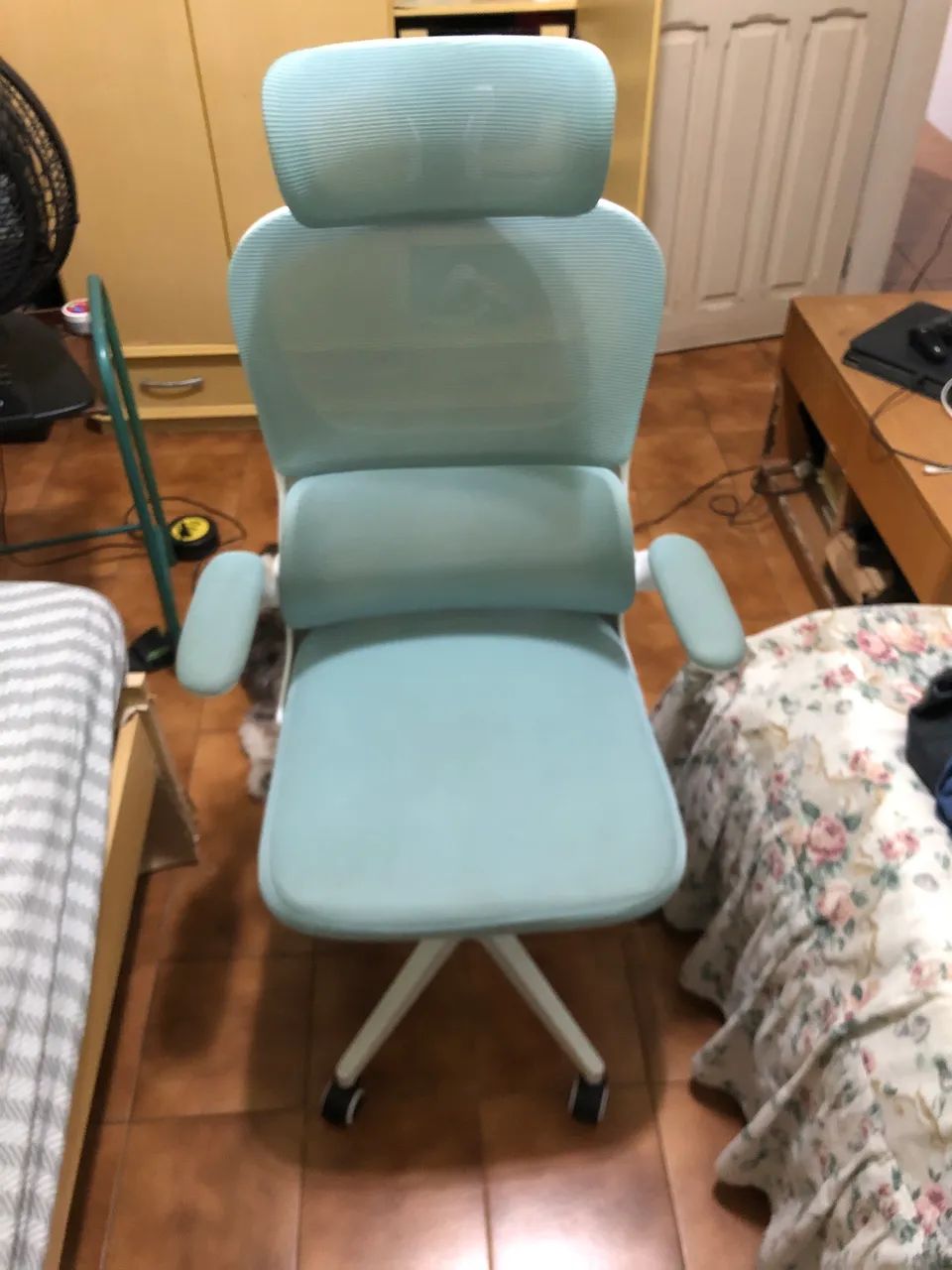 Cadeira ergométrica azul ciano 