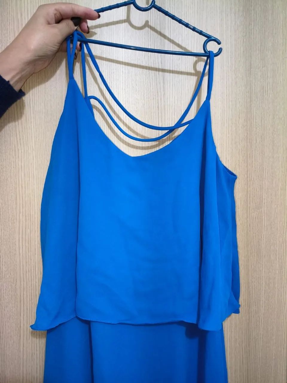 Vestido azul crepe de seda Tam.42 - Foto 2