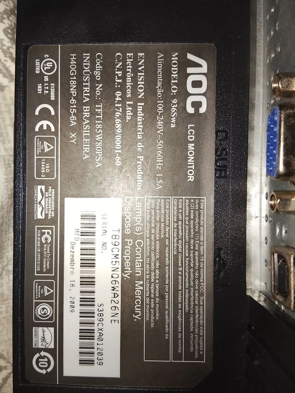 Monitor AOC 19 polegadas 60 hz - Foto 3