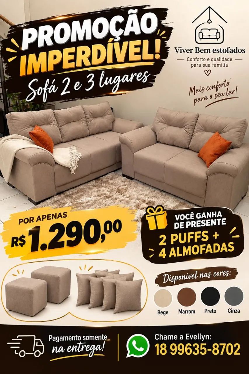 Sofá 2 e 3 lugares 