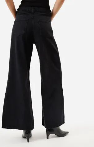 calça jeans wide leg preta 42 - Foto 2