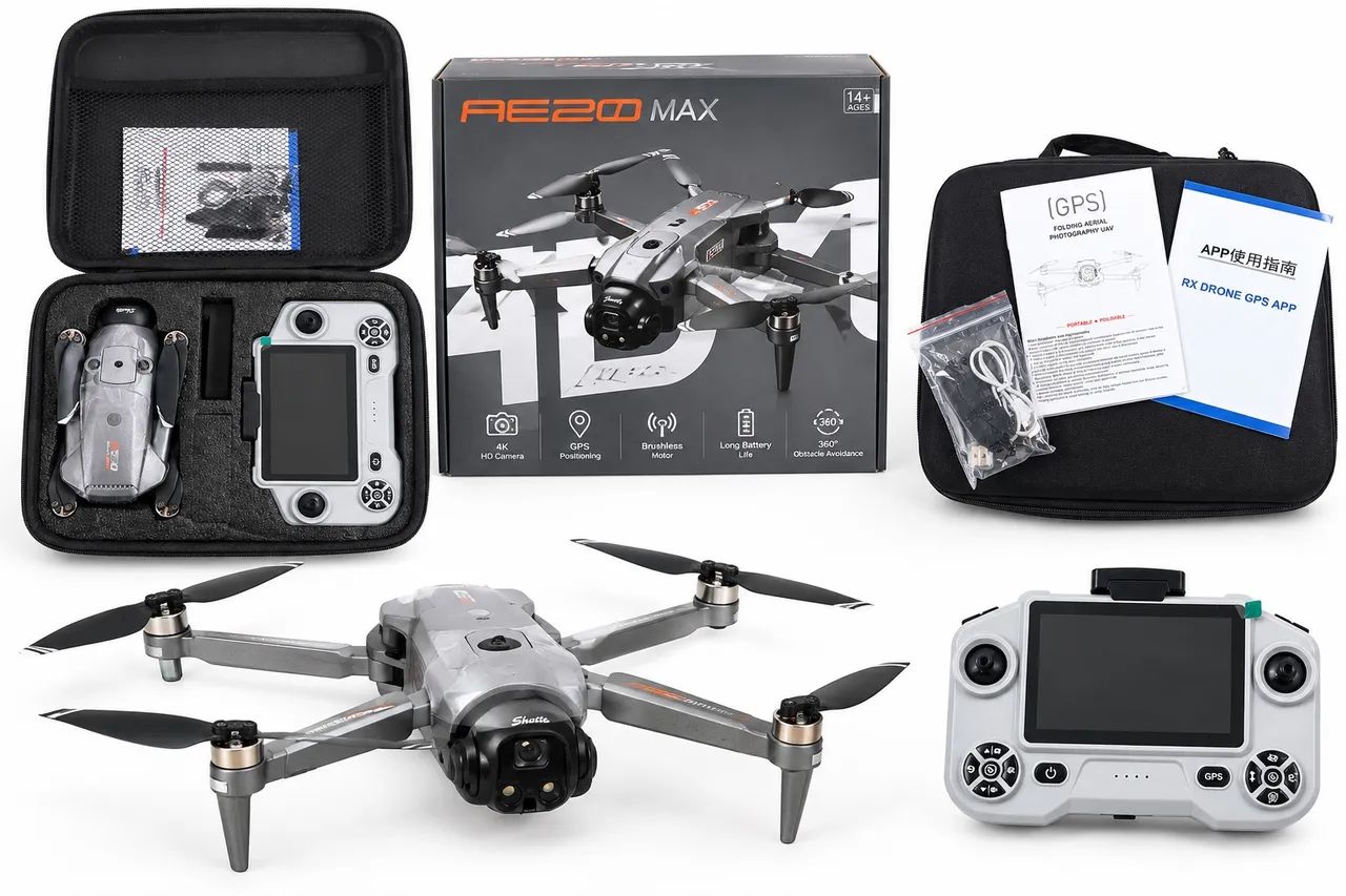 Drone AE20 Max GPS - Câmera com Gimbal, Dobrável