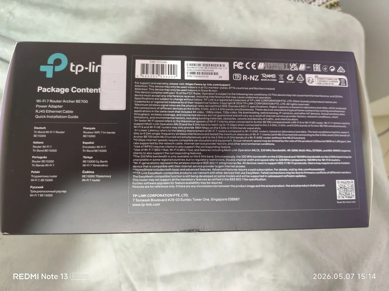 Roteador TP-LINK Wi Fi 7 BE15000 BE700 Novo Sem Uso Tri Banda 6Ghz com Recibo de Compra - Foto 2