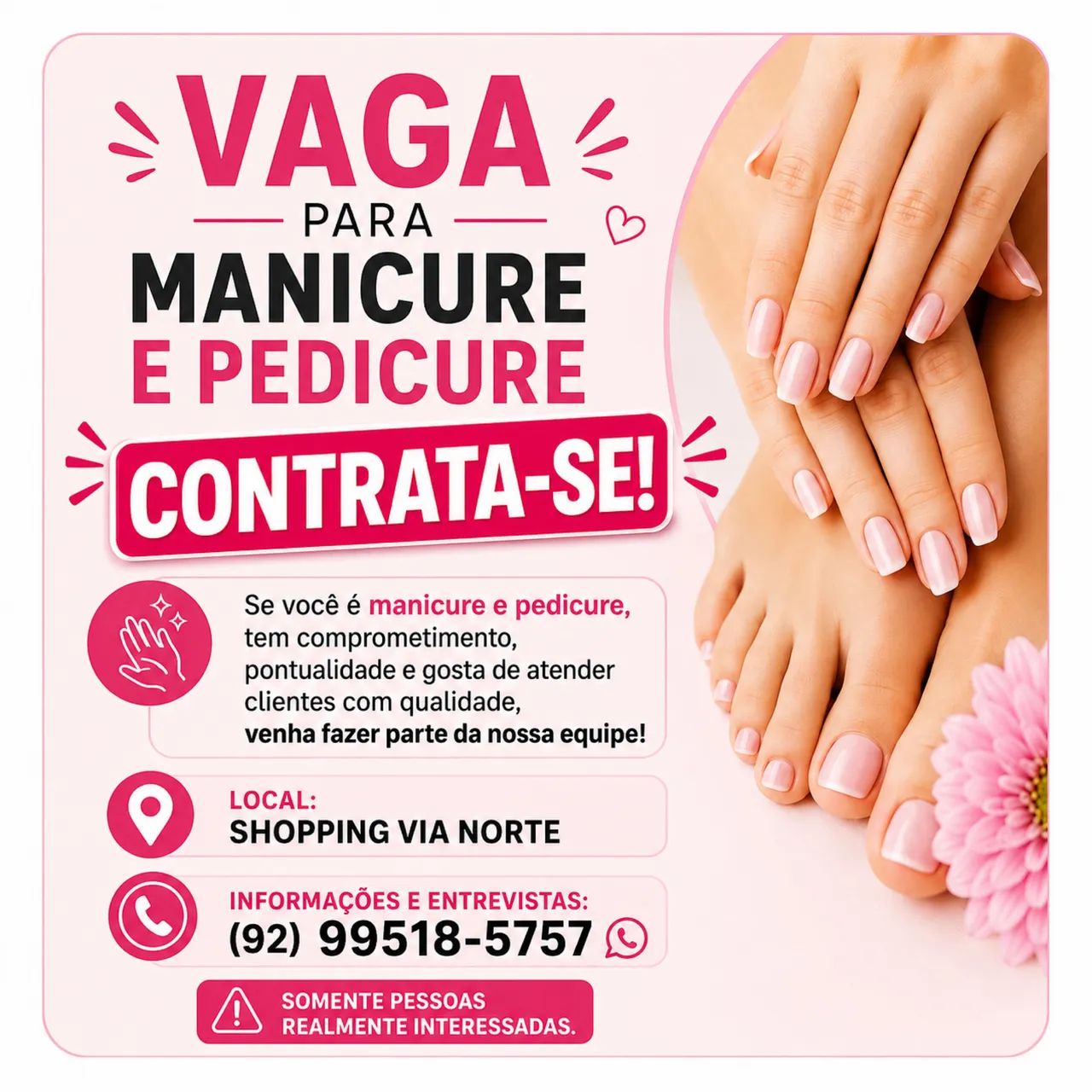 Vaga para Manicure e Pedicure 