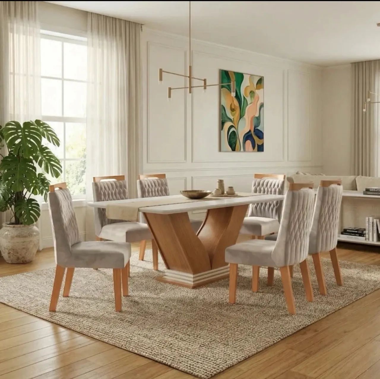 Conjunto de mesa e cadeiras de jantar 