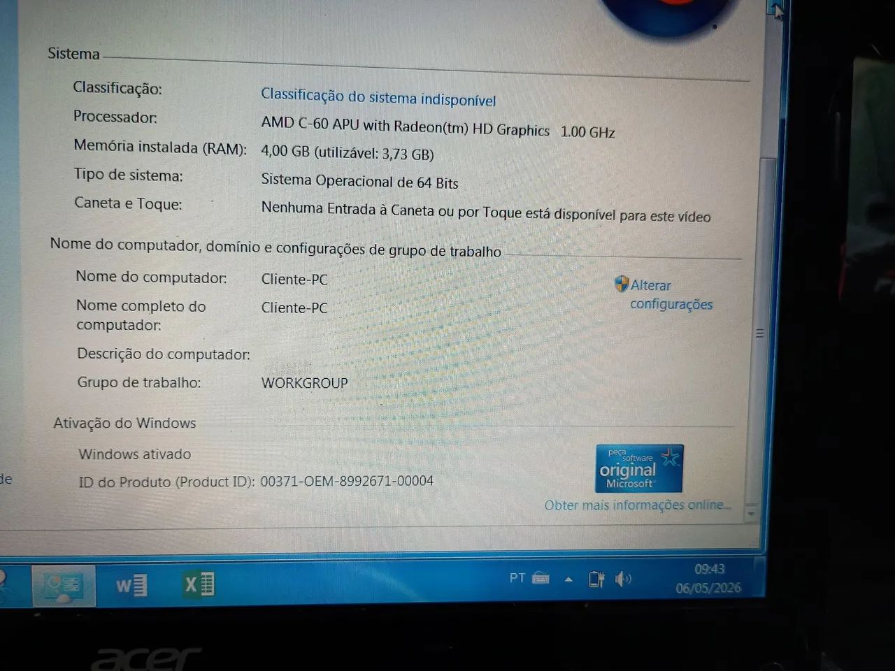 Netbook Acer Aspire One - Usado e Funcional (Ideal para Estudos / Peças) - Foto 4