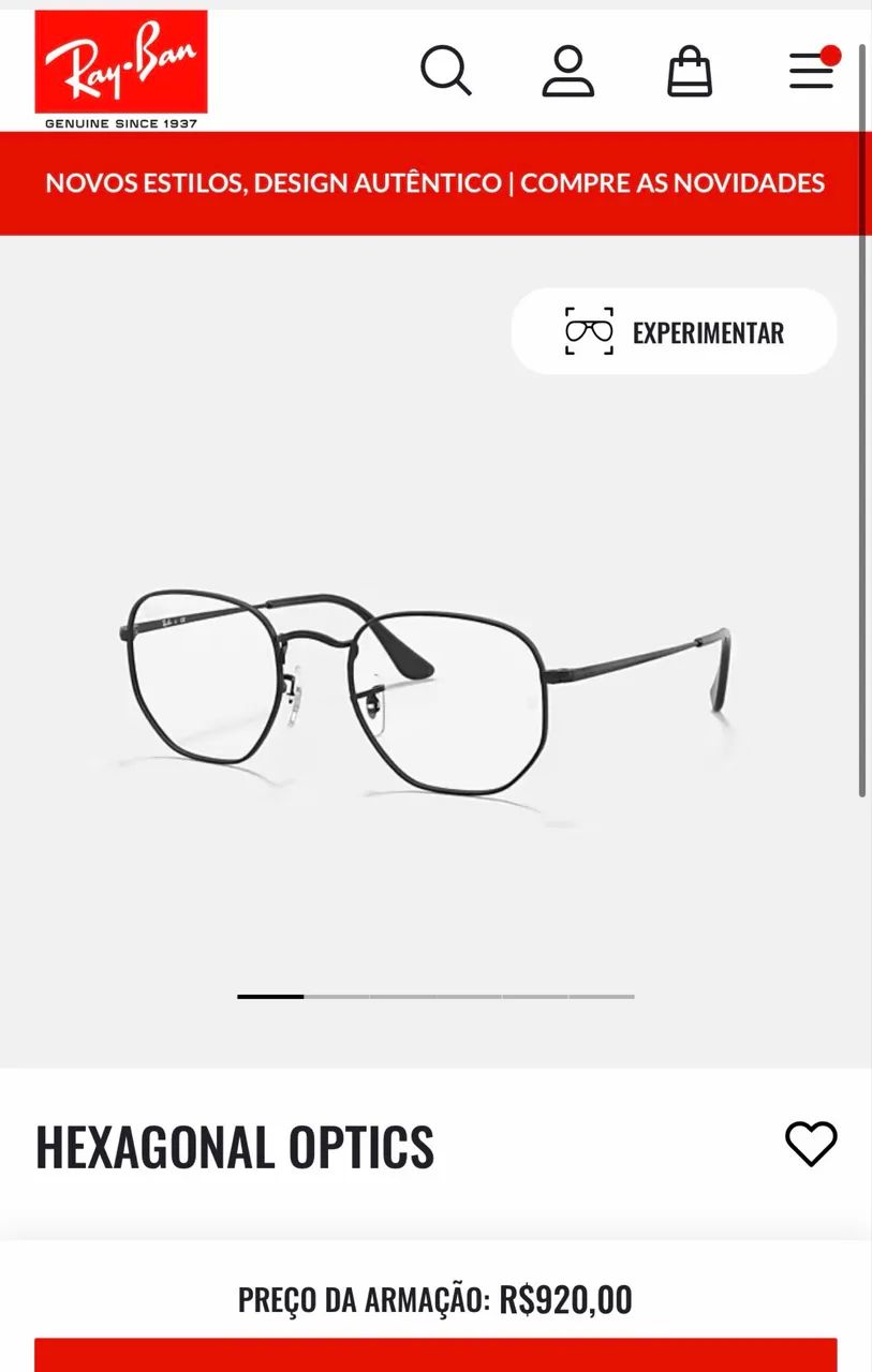 Armação Rayban Hexagonal Optics Preta - Foto 4
