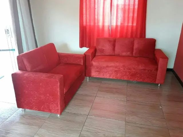 Sofá 2 e 3 lugares Material suede D33 Robusto Confortável Promoção - Foto 2