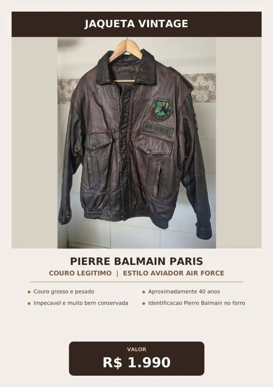 Jaqueta em couro legítimo. Pierre Balmain Paris