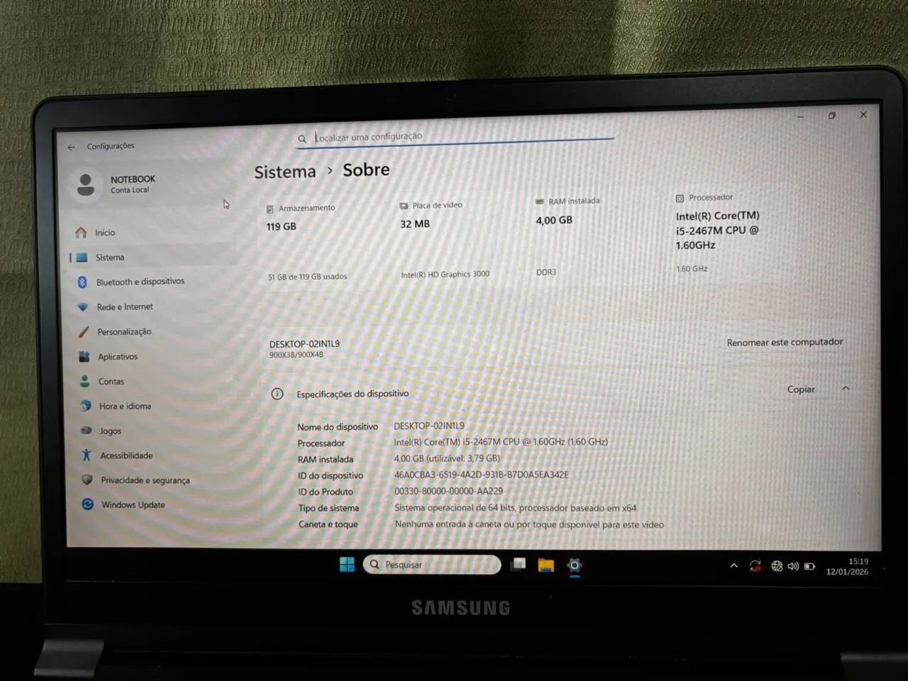 Samsung Série 9 NP900X3 core I5 em metal  - Foto 3