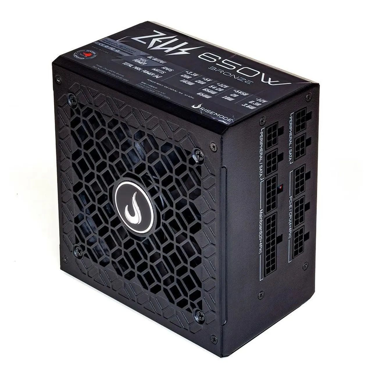 Fonte Gamer Rise Mode Zeus, 650W, Modular, PFC Ativo, Preto.