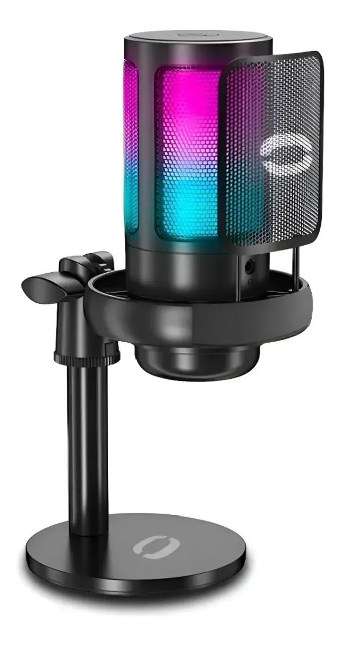 Microfone Gamer Rosa Condensador De Mesa Usb Luz Led Rgb Loja Coimbra Computadores Entrega - Foto 6