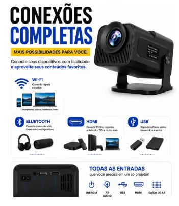 Projetor HY320 390 ANSI Full HD WiFi 6 4K Android Bluetooth 150 Polegadas HDMI USB Control - Foto 2