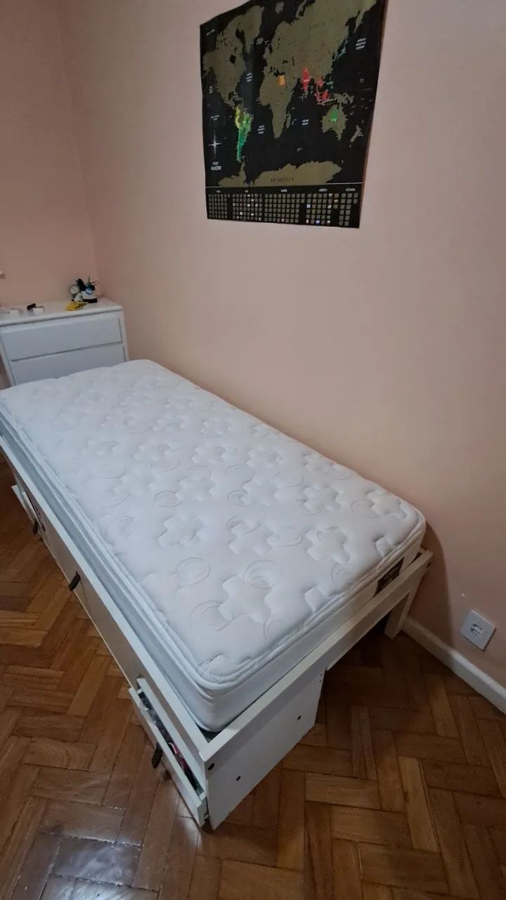 Cama de solteiro de madeira bau - Foto 4