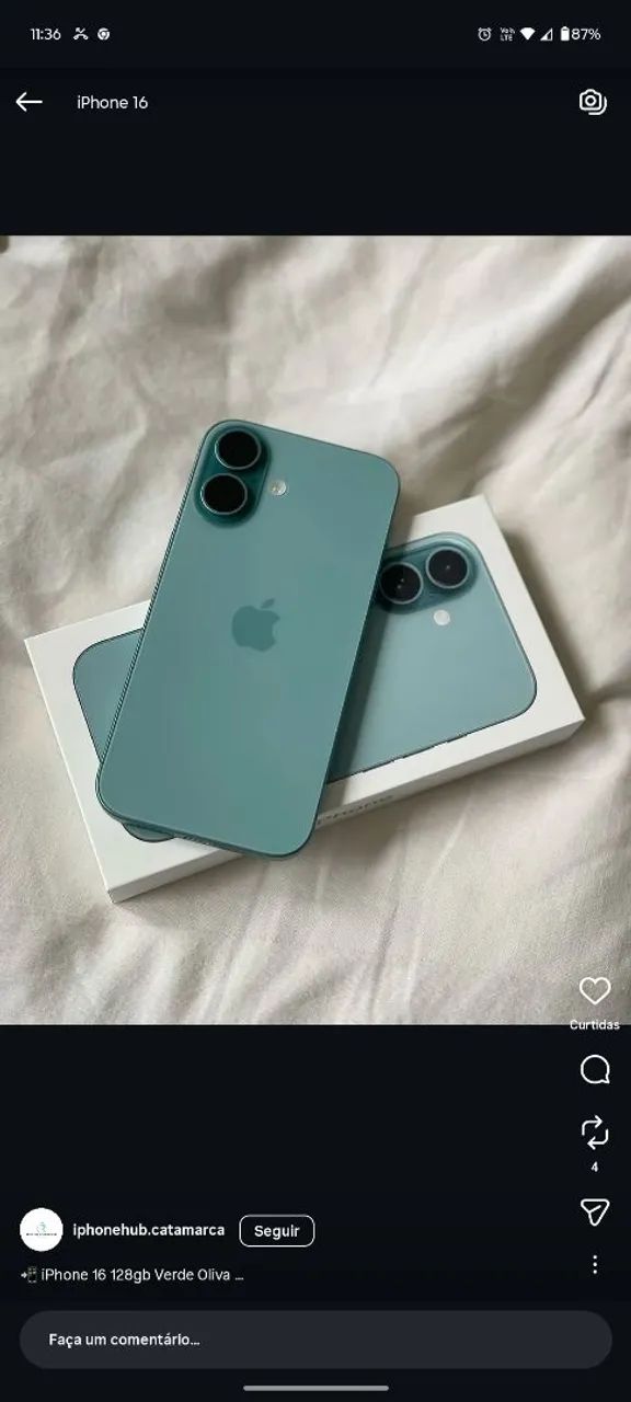 iPhone 16 128gb até 12x sem juros 1 ano de garantia 