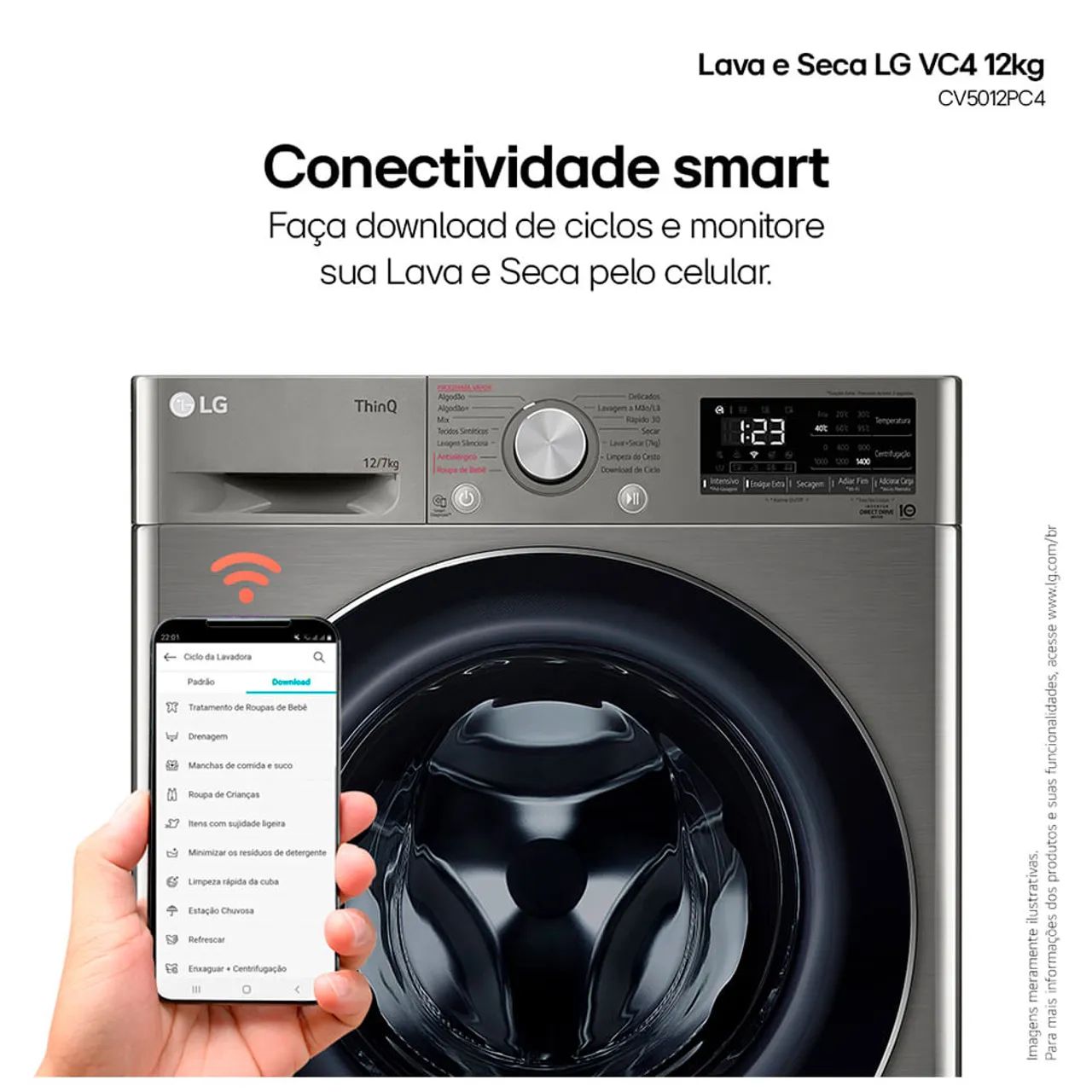 Lava e Seca Smart LG VC4 12kg Inox Look com AIDD? CV5012PC4A - Foto 6