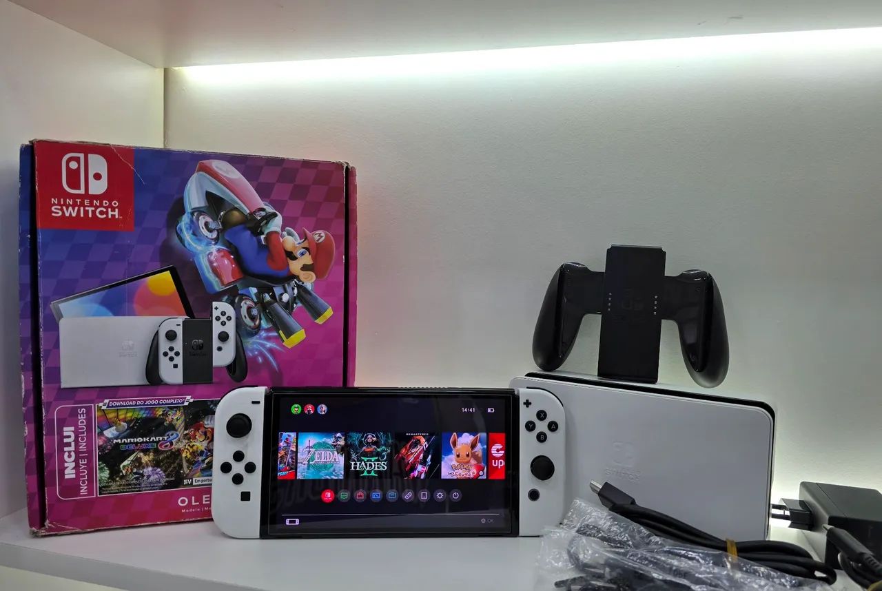 Nintendo switch Oled/ destravado/ 128GB/ Completo - Foto 3