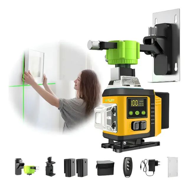 Nível a Laser Profissional 16 Linhas Com Tripé 02 Baterias