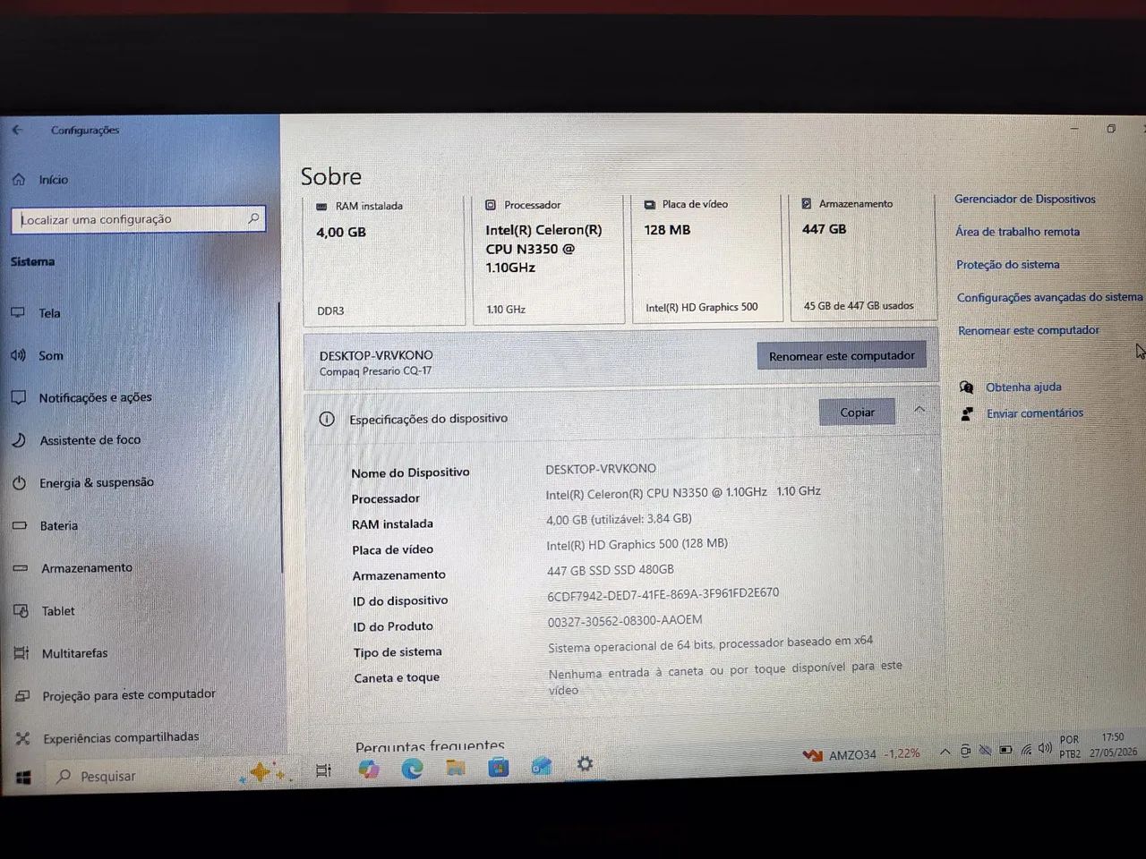 Notebook Compaq Presario CQ-17 500GB 4GB de Ram - Ideal para Estudos e Trabalho! - Foto 3