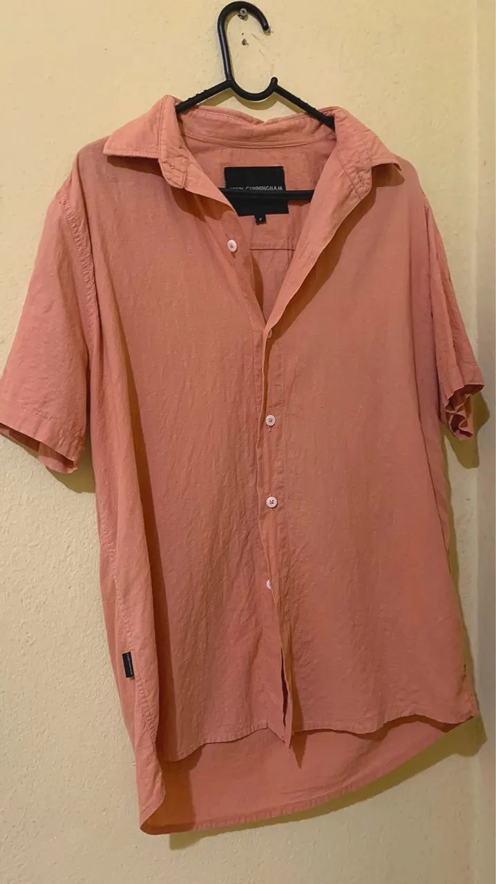 camisa social de linho oversized salmão e de botão  - Foto 3