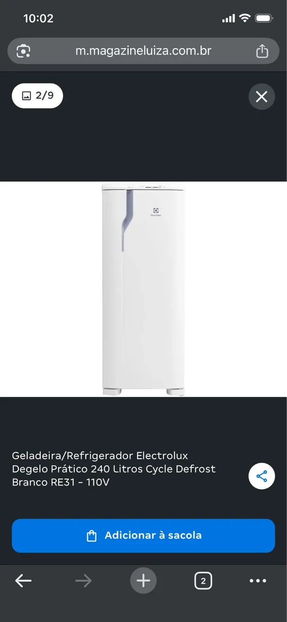 Vendo Geladeira Electrolux bem conservada! Motivo de venda, ganhei uma maior! 