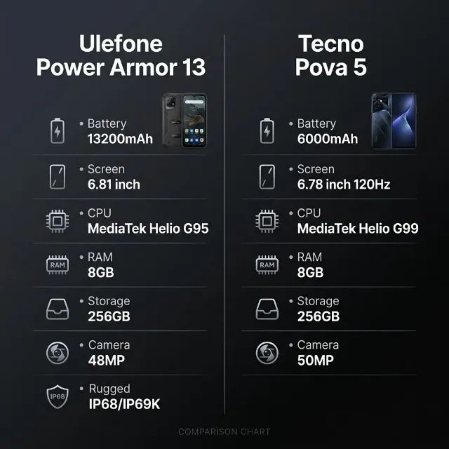 rustico bruto e potente - ulefone e tecno modelos power armour 13 e pova 5 - Foto 5