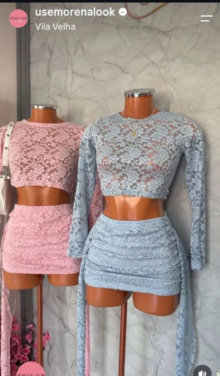 Vendo um conjunto novo na cor azul de renda 
