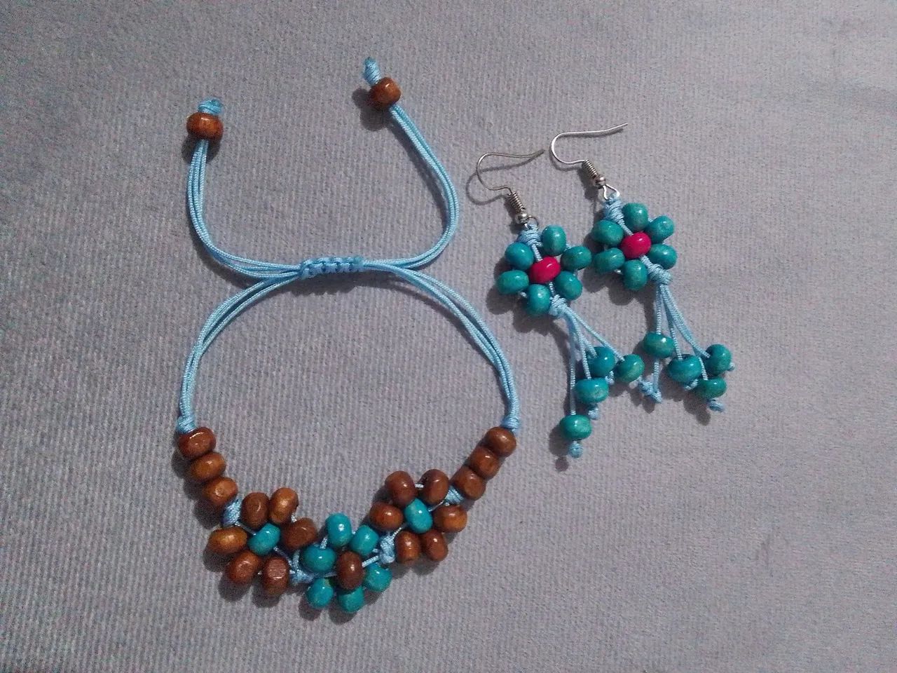 Kit de pulseira e brinco Boho Artesanal 