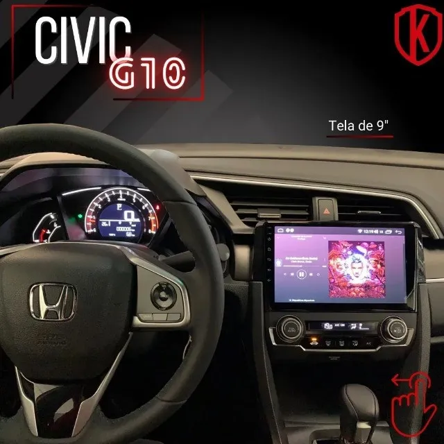 Multimídia Honda Civic G10 Kronos Sistema Android Tela 9''