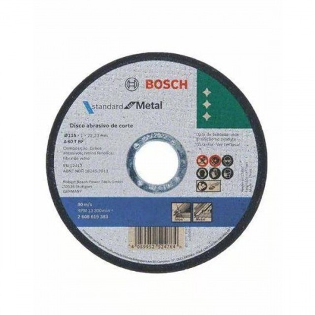 Disco de corte para metal Fino Inox 115 x 1 x 22,23 mm - Bosch