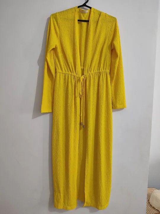 Conjunto de Cardigã e Calça Amarelo - Foto 4