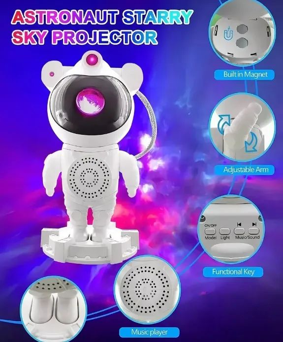 Projetor de Luz Galáxia+Estrelas Astronauta B-max BM-F997 c/Controle & Caixa de Som Blueto - Foto 3