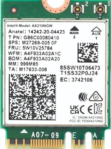 Placa Intel Wi-fi 6e Ax210 6ghz 2x2 M.2 2230 Bt 5.3