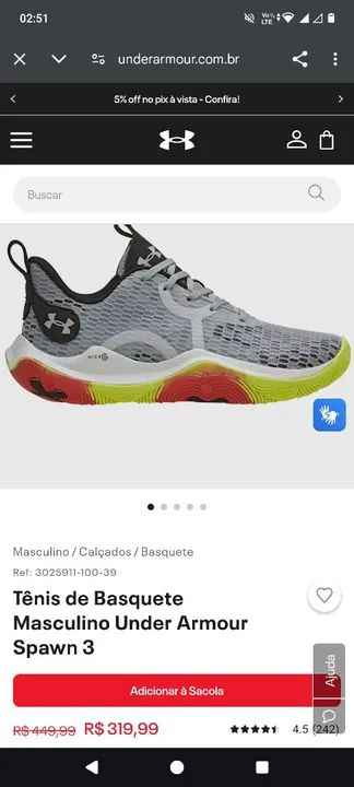Tênis under Armour novo zero com nota fiscal  - Foto 4