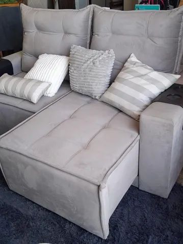 sofa retratil reclinavel  liza cinza 