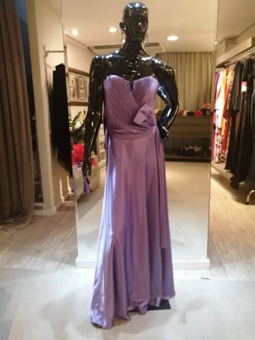 Vestido de festa longo Cetim lilás - M
