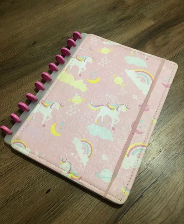 caderno inteligente grande unicórnio original (capas, discos e elástico)