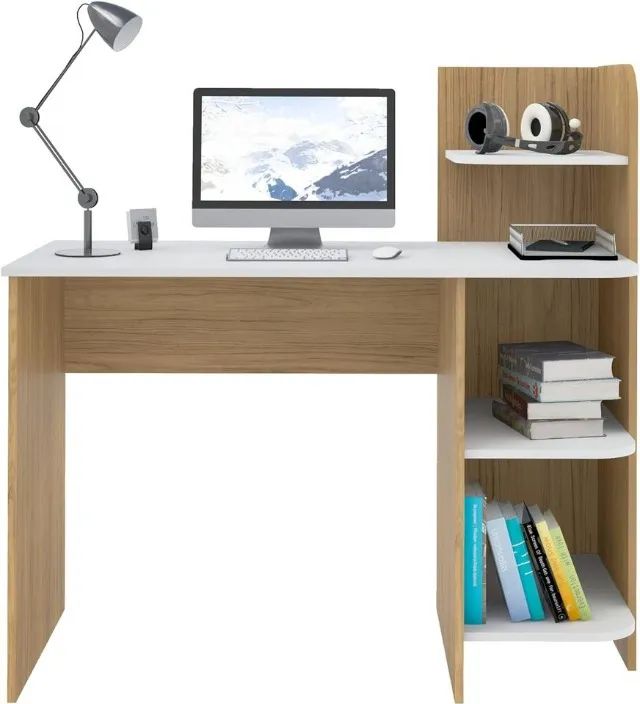 Nova | Escrivaninha Mesa Escritório 111cm com Prateleiras - Fazemos Entrega - Foto 2