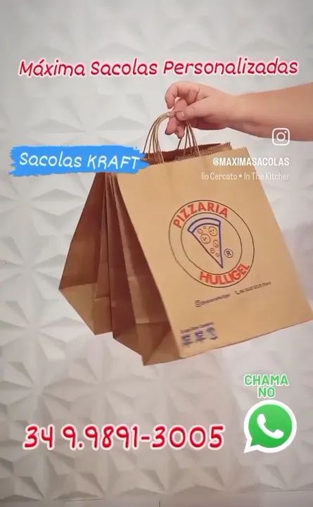 Sacola Papel Kraft Natural Personalizadas 34 9. * 