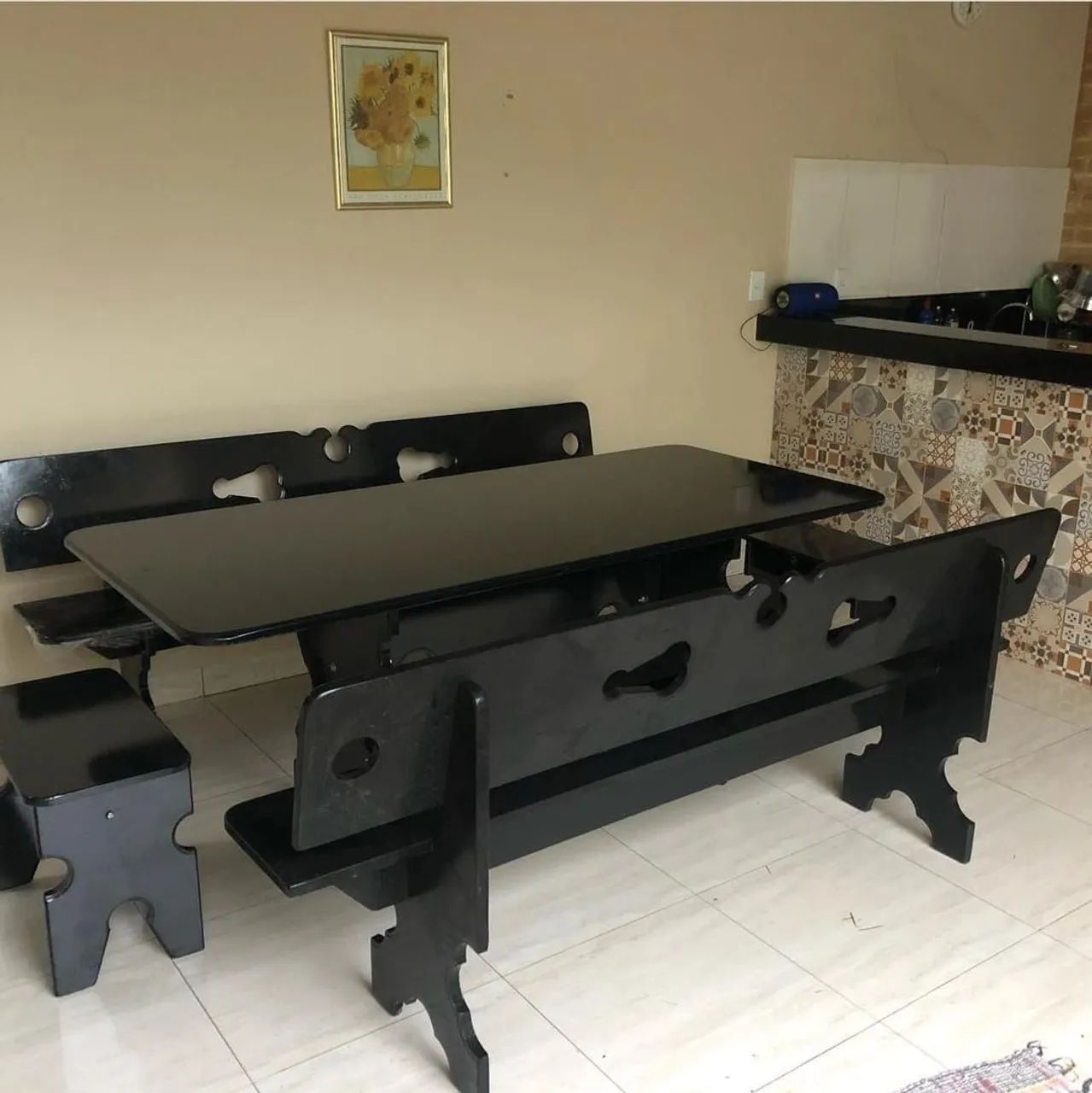 Mesa pedra de ardósia pintada  - Foto 4
