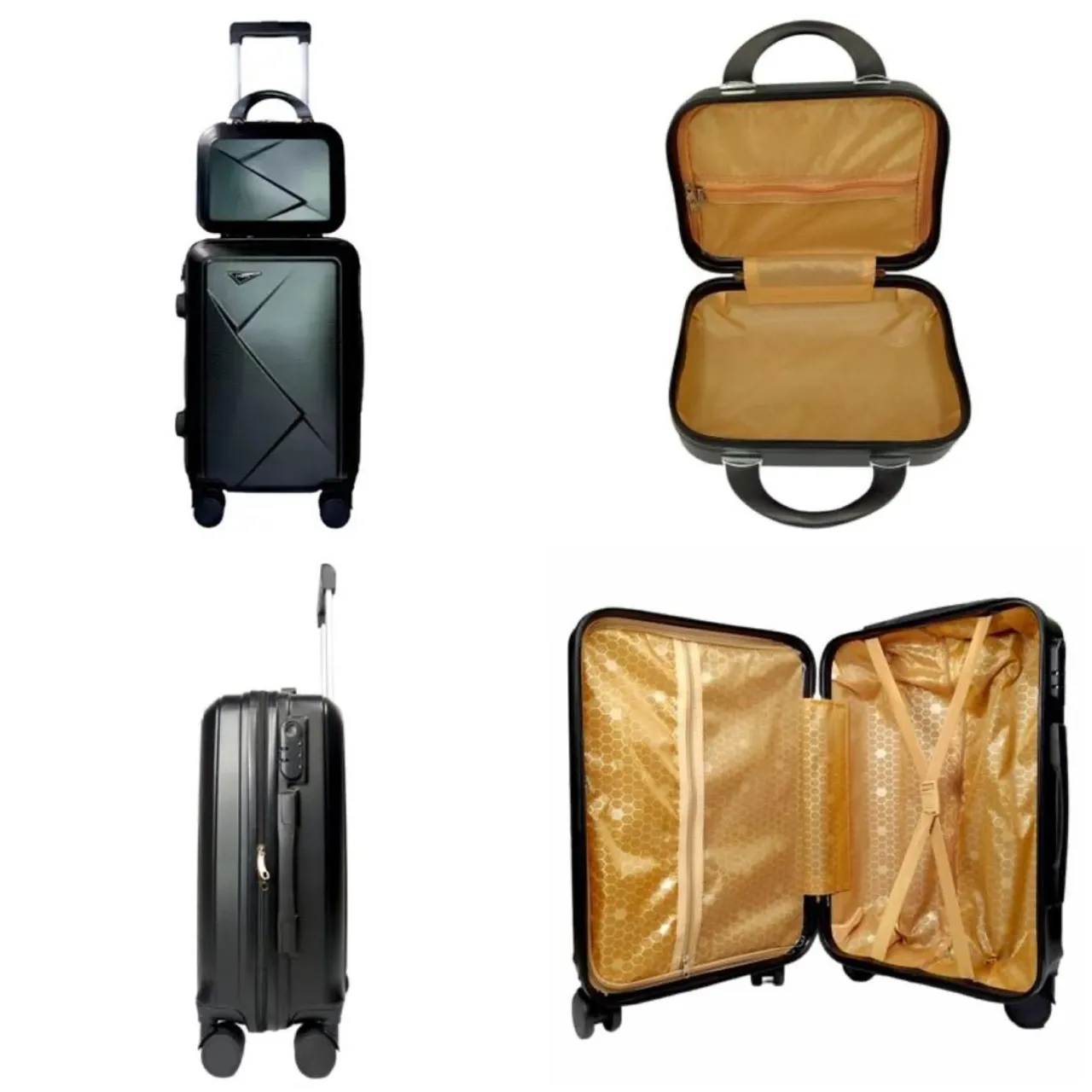 Conjunto de Malas de Viagem Preto com Design Moderno
