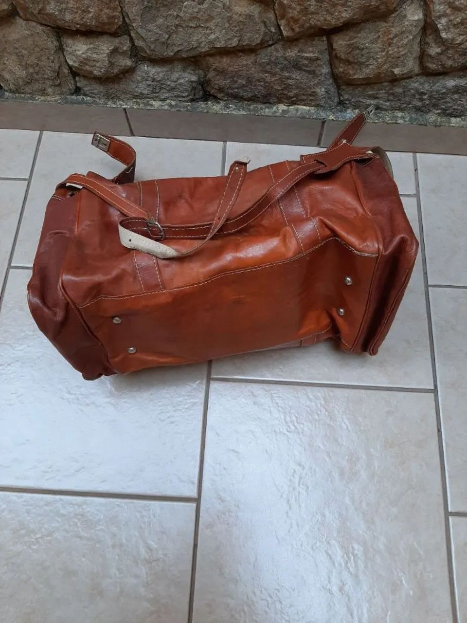 Bolsa de couro marrom vintage - Foto 4
