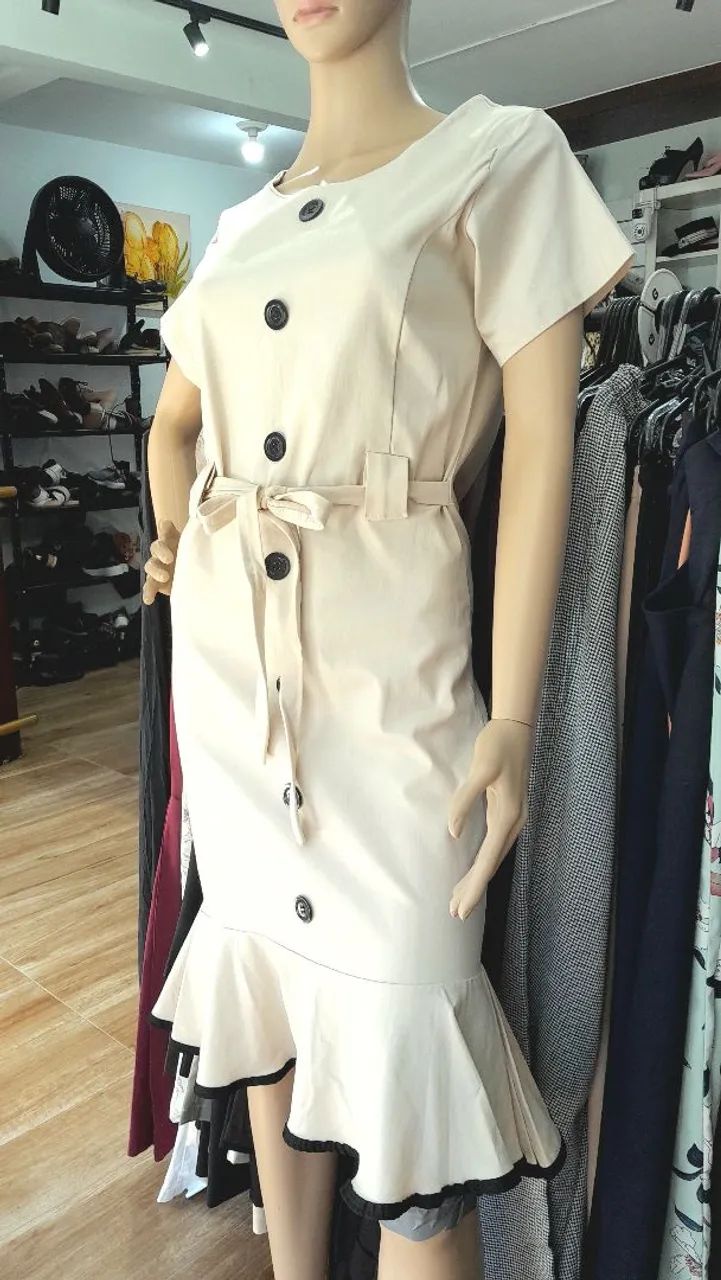 Vestido Bege Elastano Novo Tam.M - Foto 2