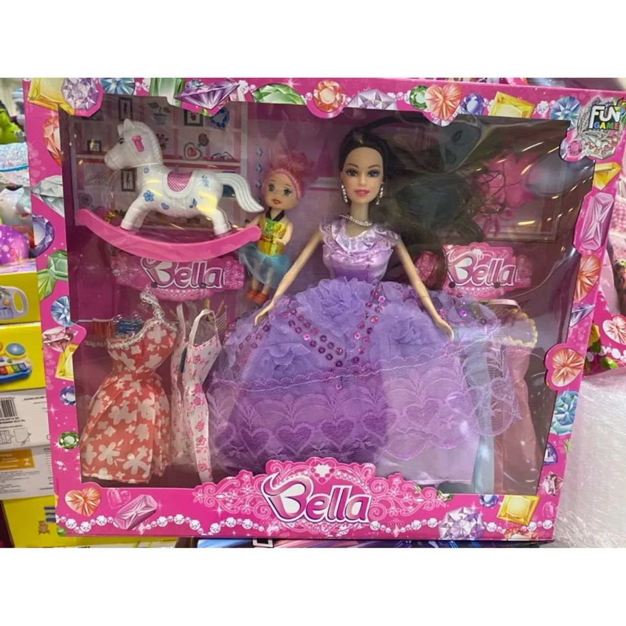 Boneca Bella princesa mae e filha com vestidos e acessórios - Foto 5