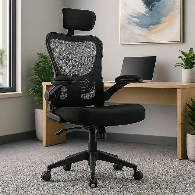 Cadeira Escritório Tela Ergonômica Preta Apoio Cervical Home Office 20098