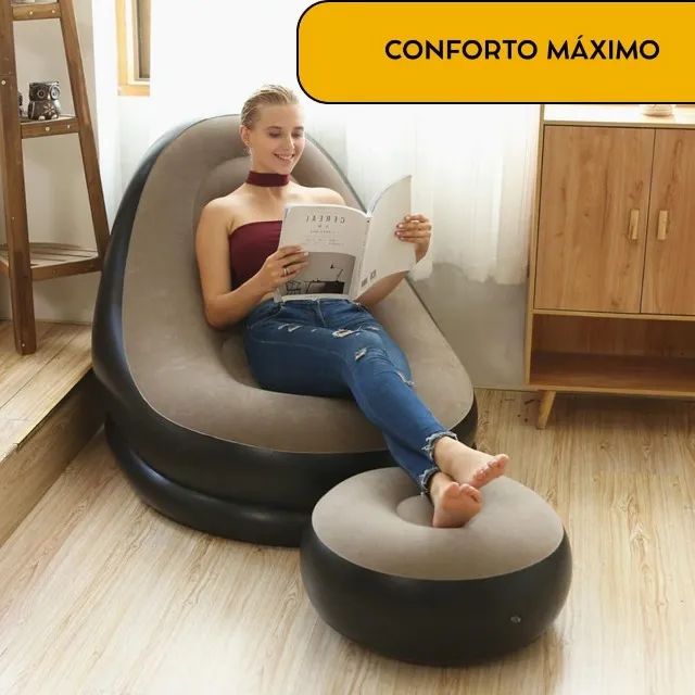 Poltrona Inflável mais Puff mais Bomba Infladora - Foto 4