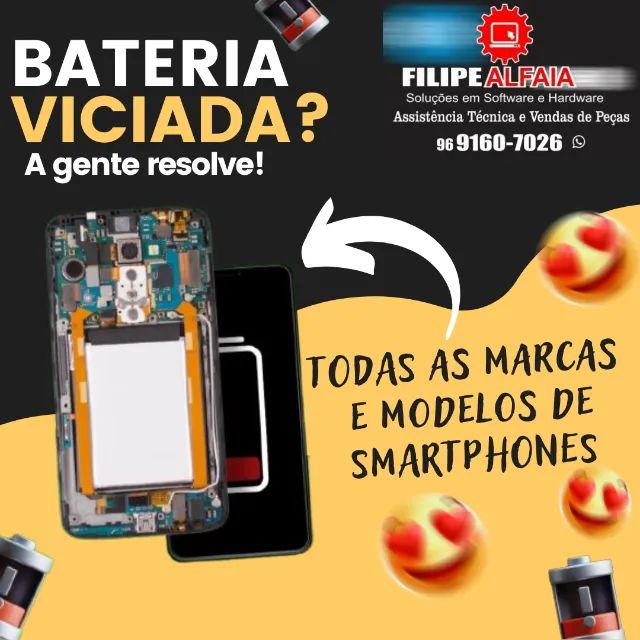 SUBSTITUIÇÃO DE BATERIAS DE CELULARES SMARTPHONES