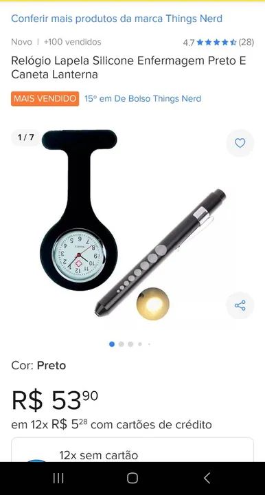 Relógio lapela e lanterna médica black - Foto 3