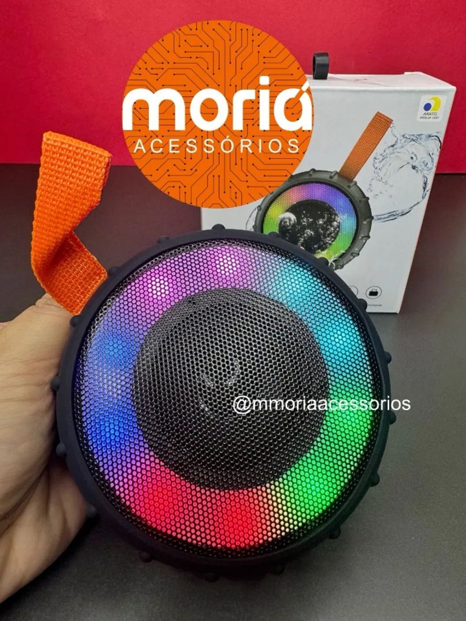 Caixinha De Som Redonda Led Bluetooth Emborrachada Usb 5.0 - Foto 5
